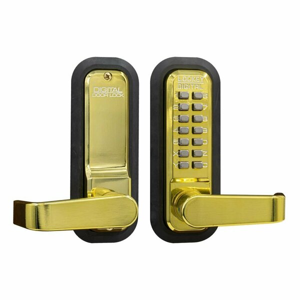Lockey Usa Mechanical Keyless Lever Lock, Single Sided, 2835, Bright Brass 2835BB